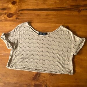 House of Harlow 1960 Tan Cuffed Sleeve Crop Top SZ S